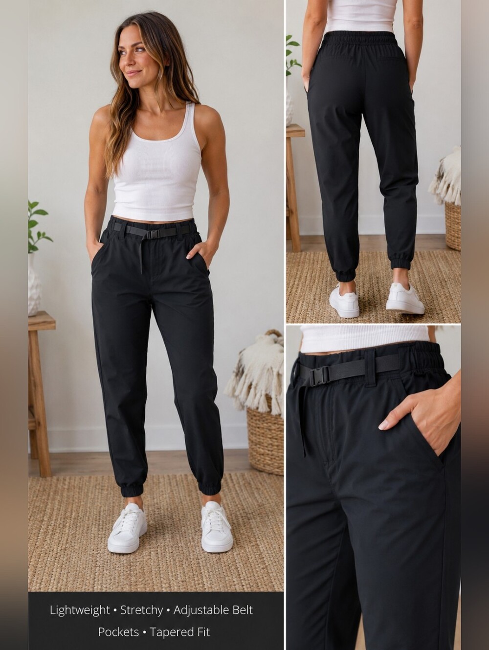 Women's COLUMBIA Black Elastic-Cuff Utility Pants